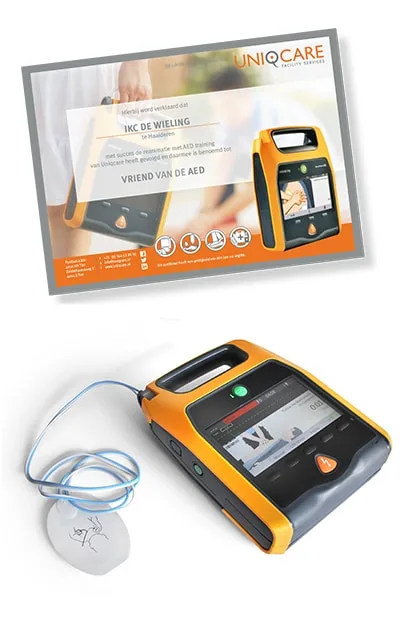 Het lespakket en de AED van Vriend van de AED